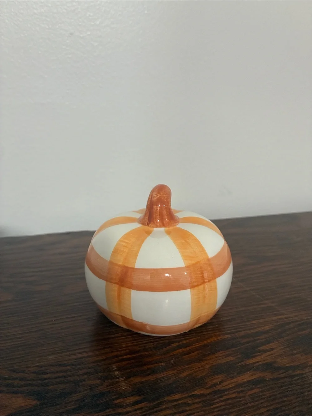 NWT- Hello Fall & Orange & White Striped Ceramic Pumpkins Trio
